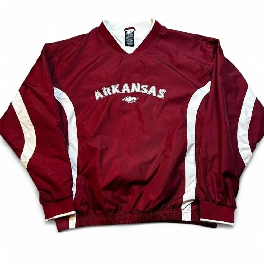 Vintage‎ Y2K Arkansas Razorbacks starter v-neck sportswear pullover size large